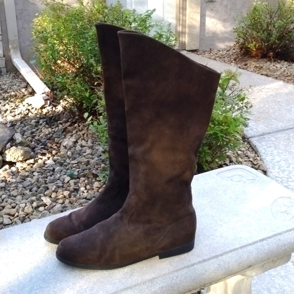 Vtg JACK SPRAT Brown SUEDE LEATHER FOLDING CUFF PIRATE SLOUCH BOOTS Women Size 9 - Picture 1 of 9